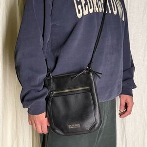 Black Leather Crossbody Bag by Kenneth Cole